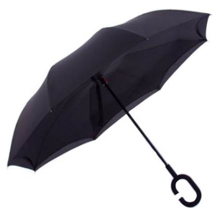 Зонт наоборот чёрный (обратного сложения)
