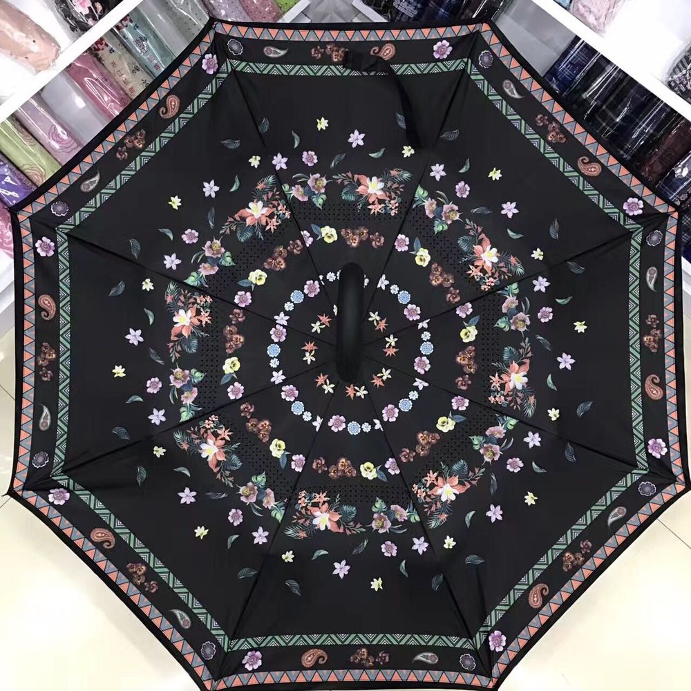 Зонт наоборот Цветочный орнамент (обратного сложения)
