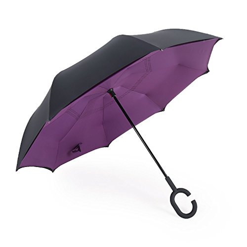Зонт наоборот фиолетовый (обратного сложения)