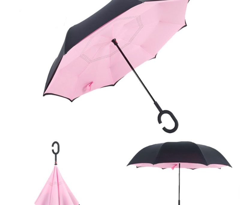 Зонт наоборот розовый (обратного сложения)